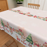 Lofaris Red Green House Pattern Fabric Tablecloth For Kitchen